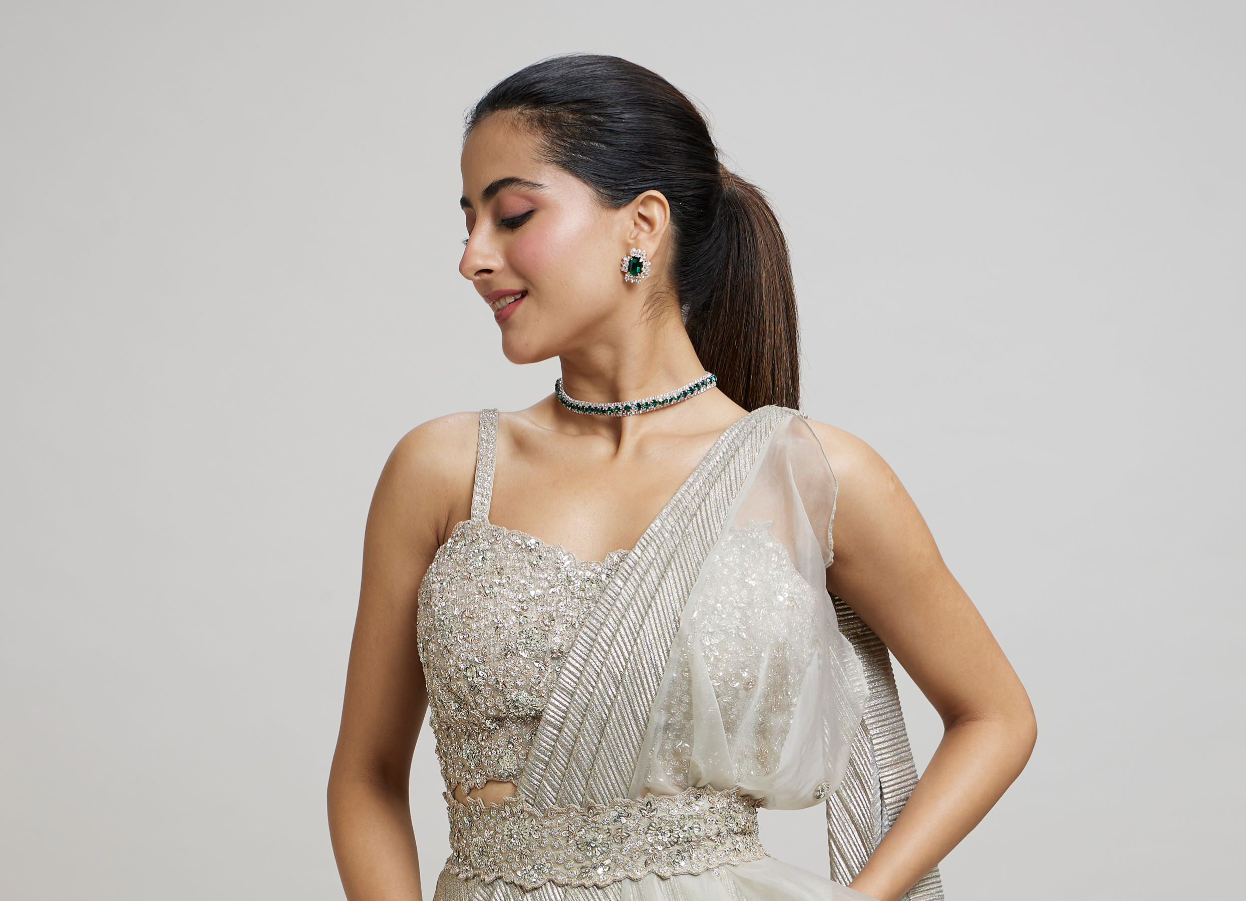 Twamev Women Grey Elegance Femina Lehenga