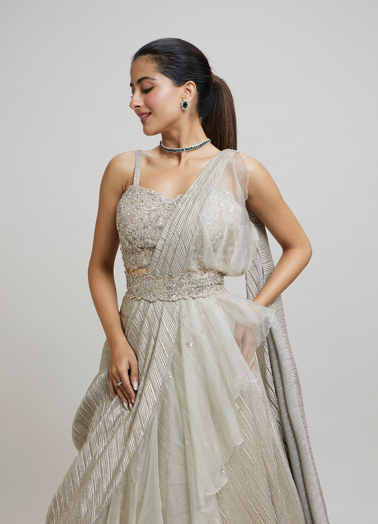 Twamev Women Grey Elegance Femina Lehenga