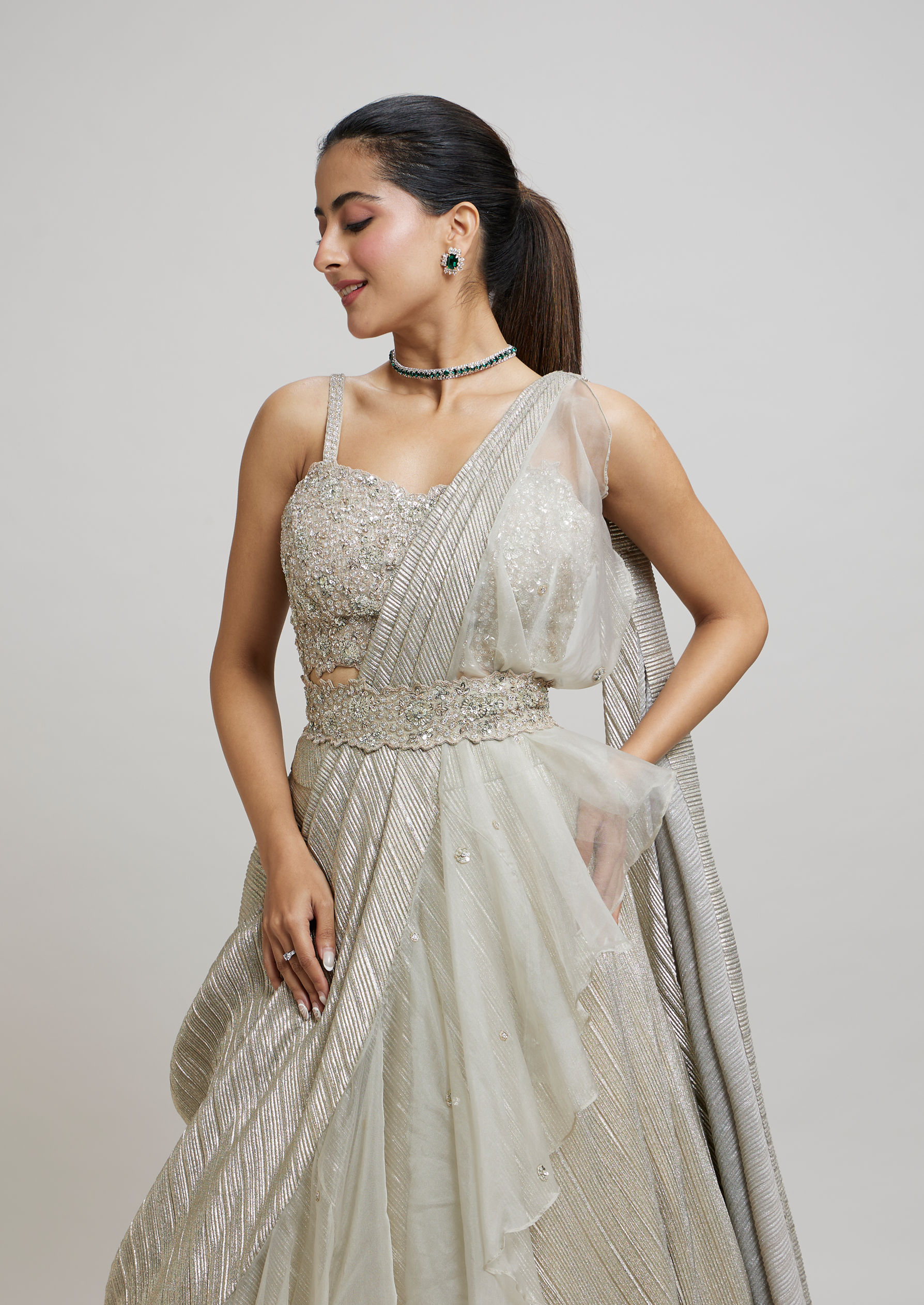 Twamev Women Grey Elegance Femina Lehenga