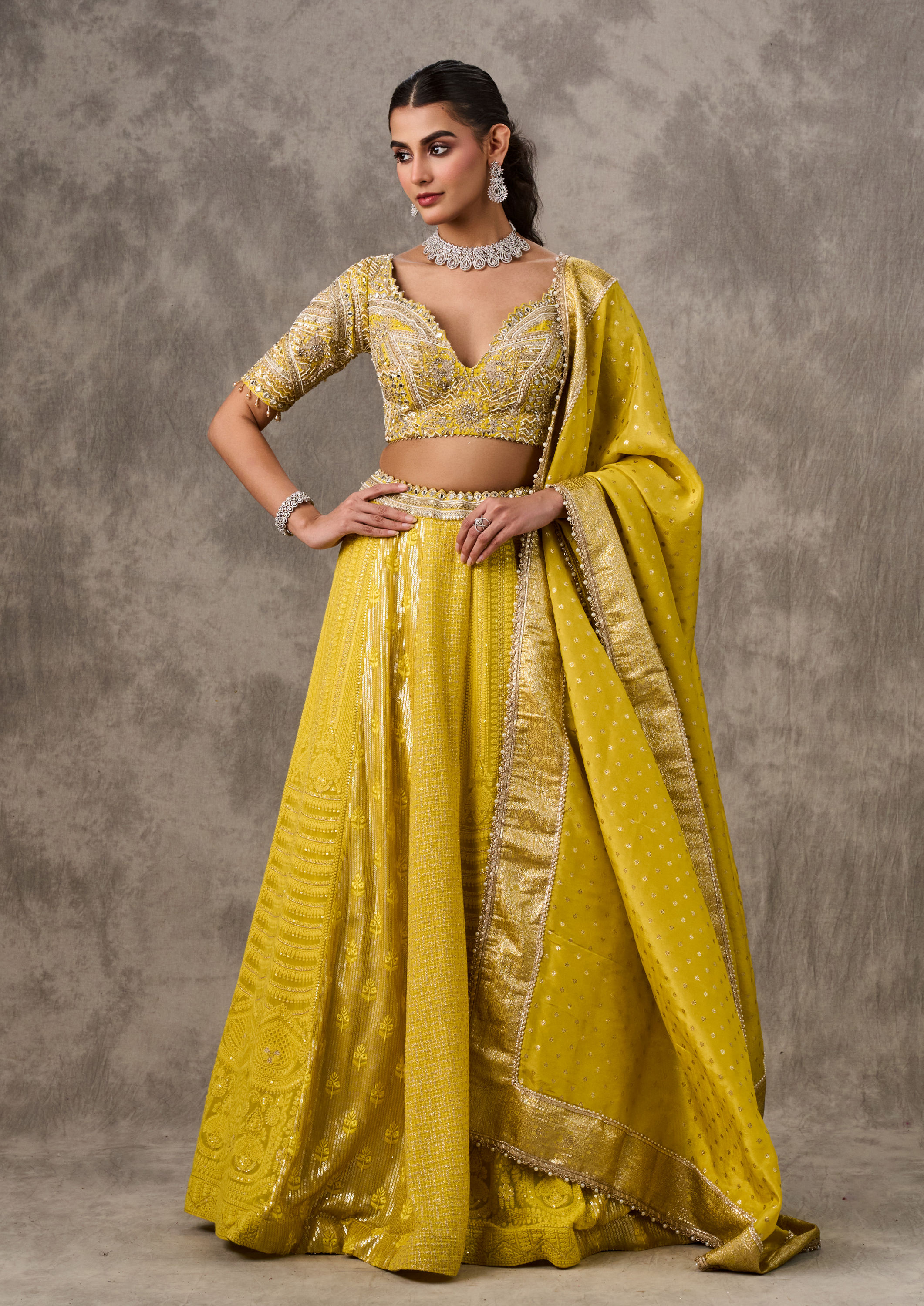 Twamev Women Emerald Elegance Georgette Lehenga