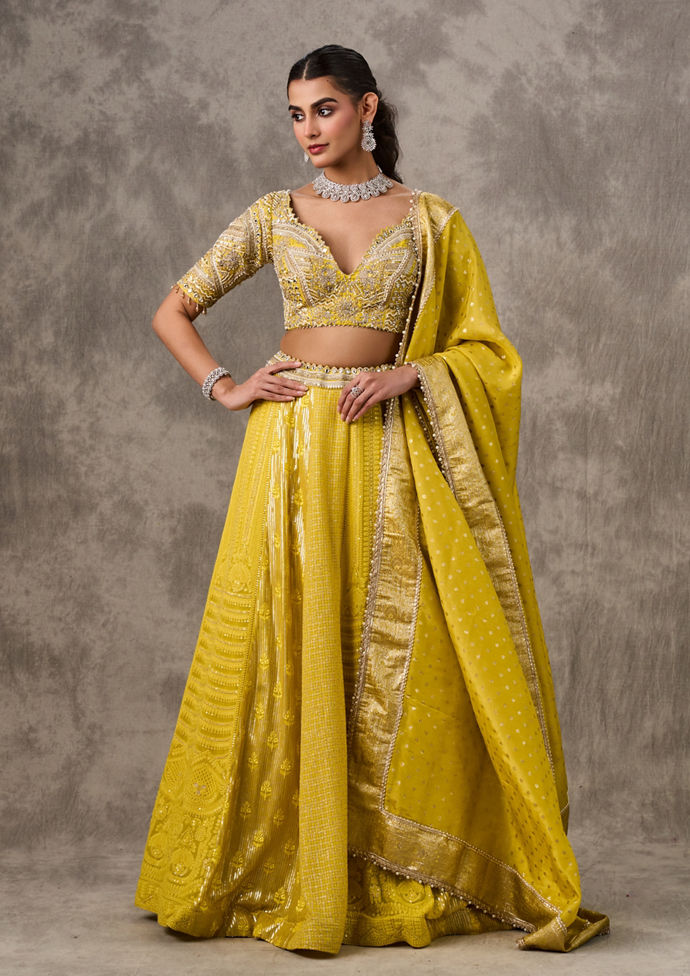 Twamev Women Emerald Elegance Georgette Lehenga