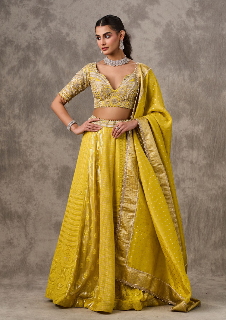 Twamev Women Emerald Elegance Georgette Lehenga