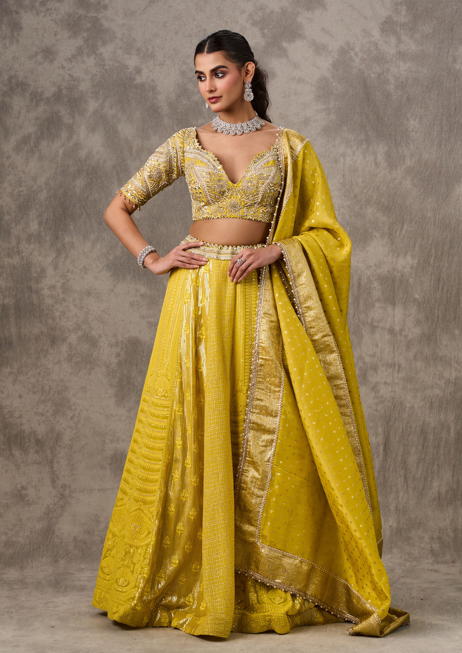 Twamev Women Emerald Elegance Georgette Lehenga