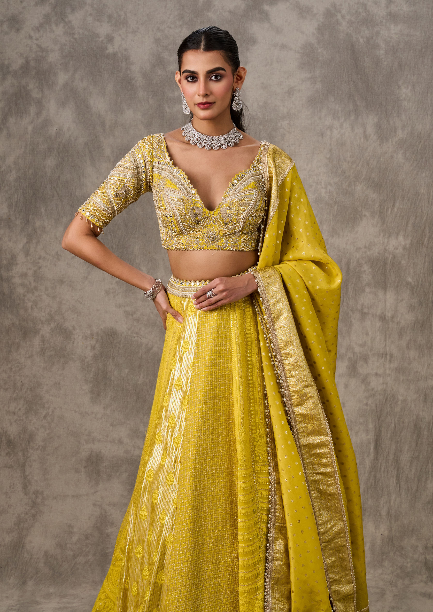 Twamev Women Emerald Elegance Georgette Lehenga