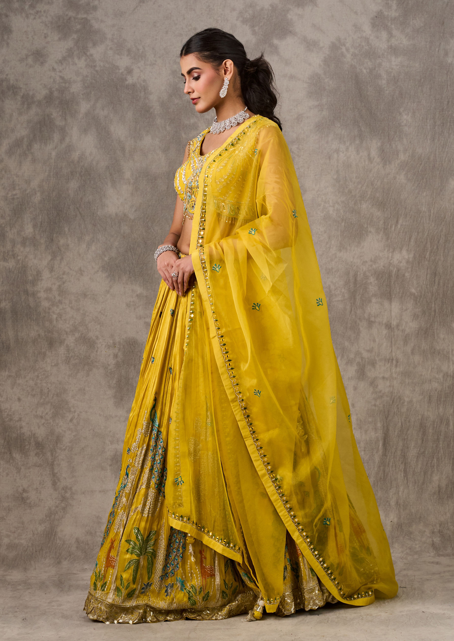 Twamev Women Enchanting Green Royal Elegance Lehenga