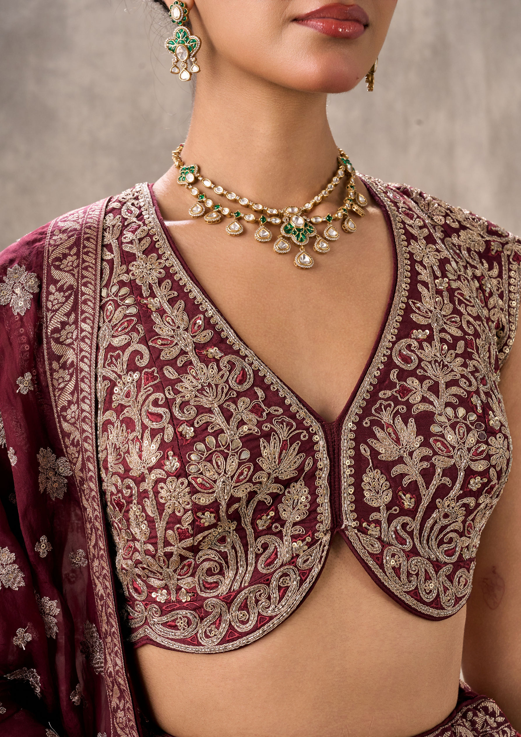 Twamev Women Wine Elegance Lehenga