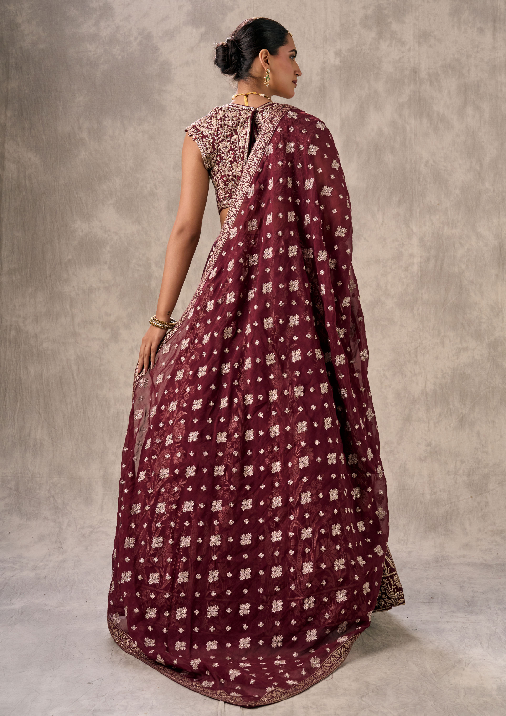 Twamev Women Wine Elegance Lehenga