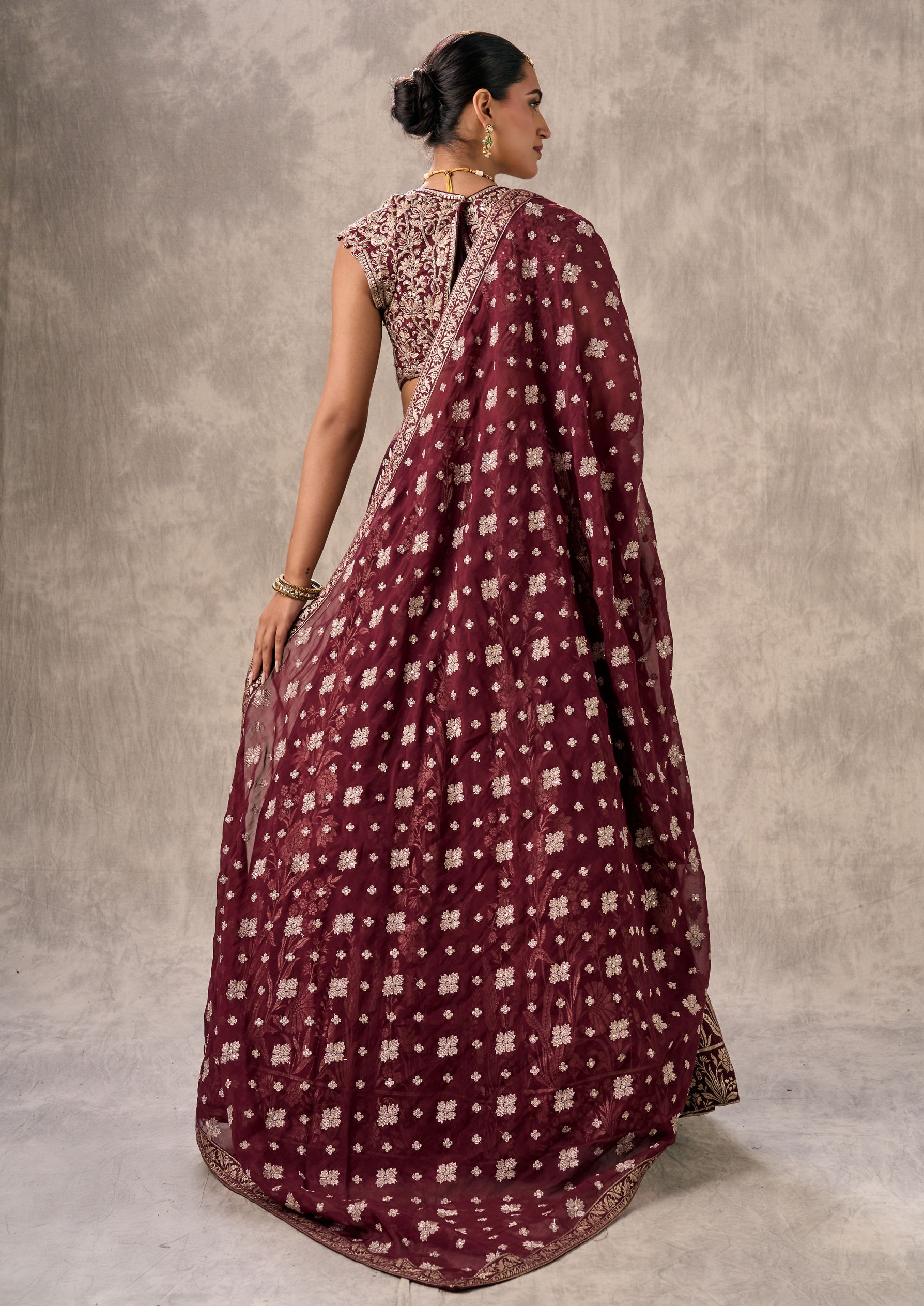 Twamev Women Wine Elegance Lehenga