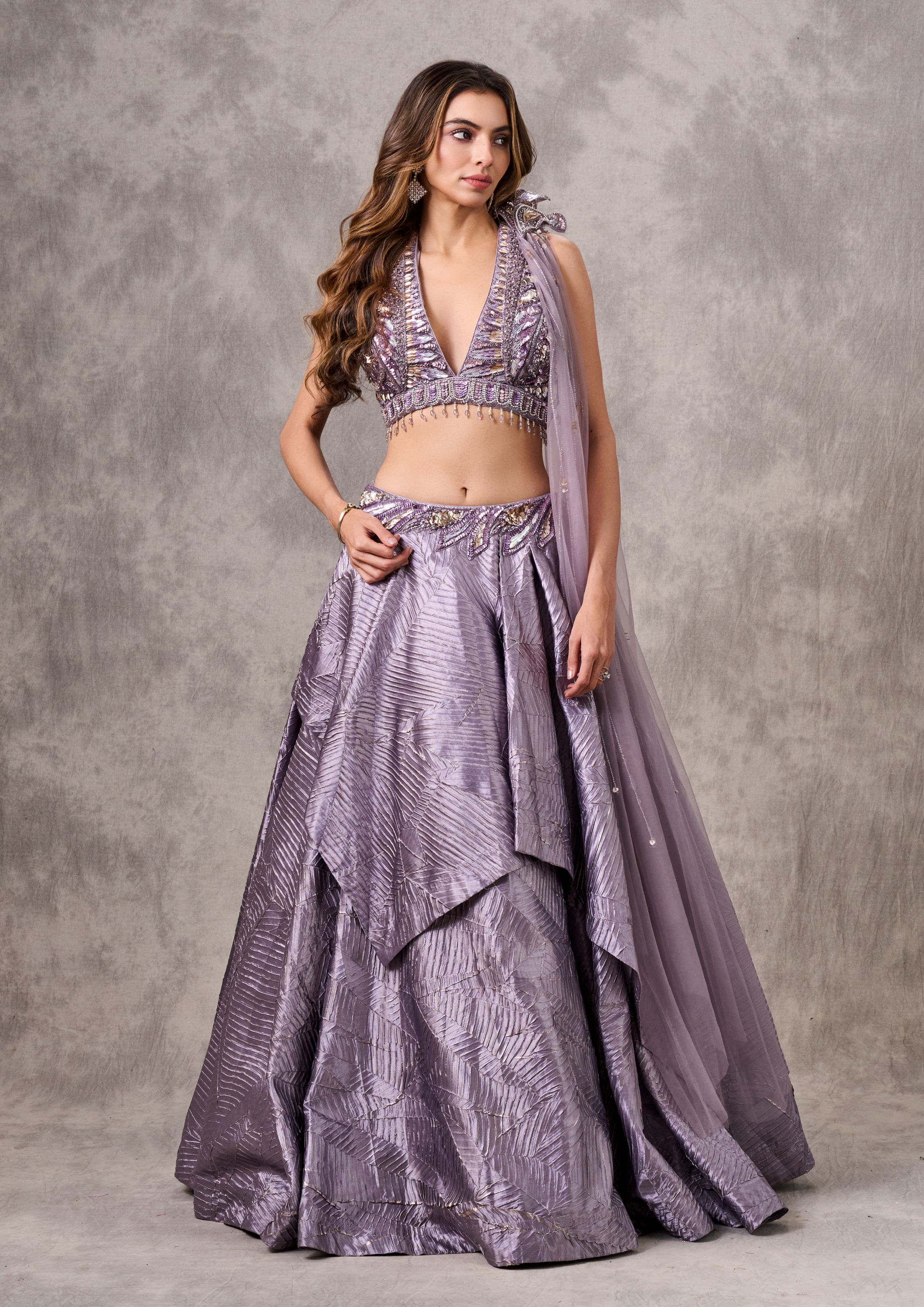 Twamev Women Purple Elegance Lehenga