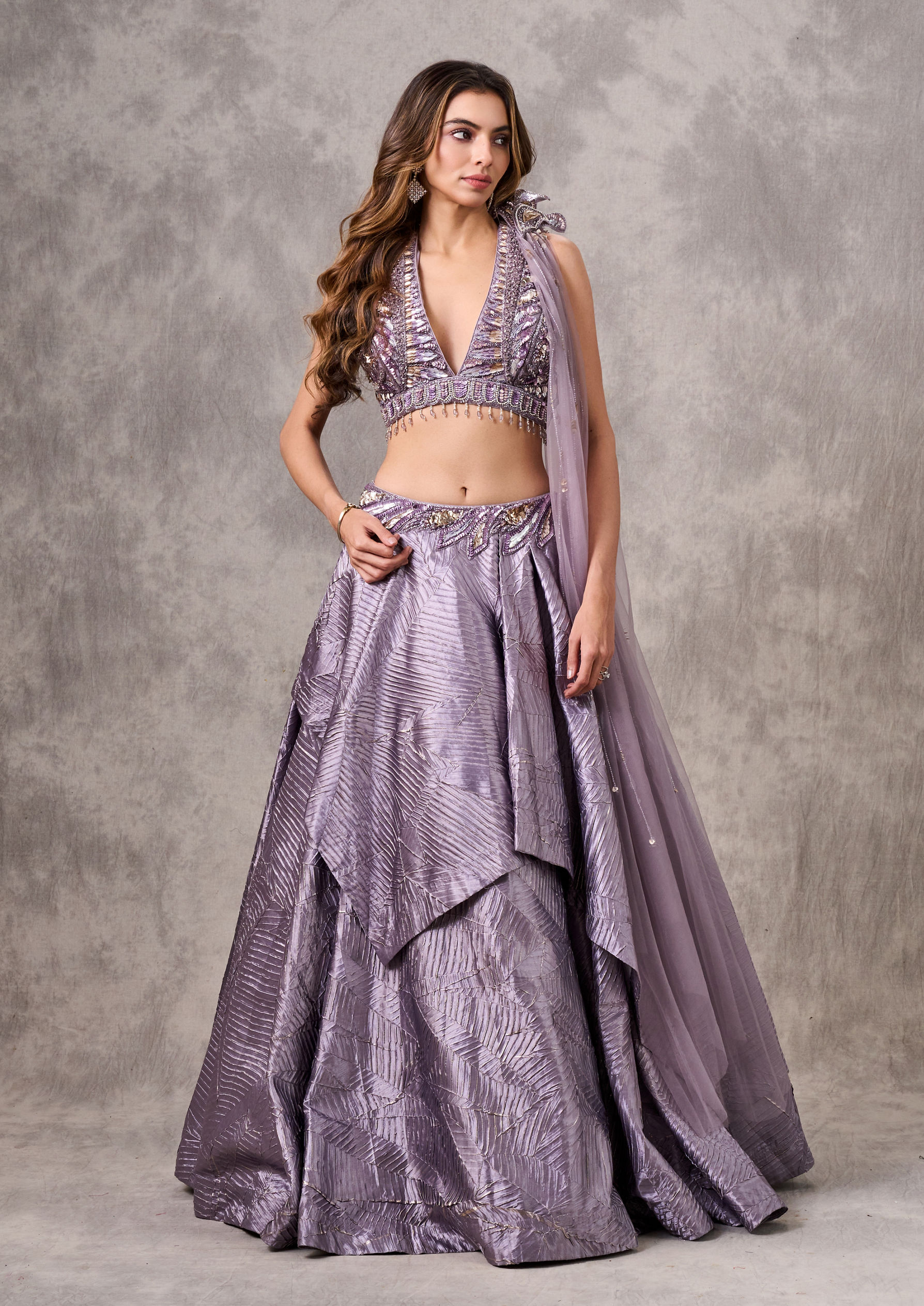 Twamev Women Purple Elegance Lehenga