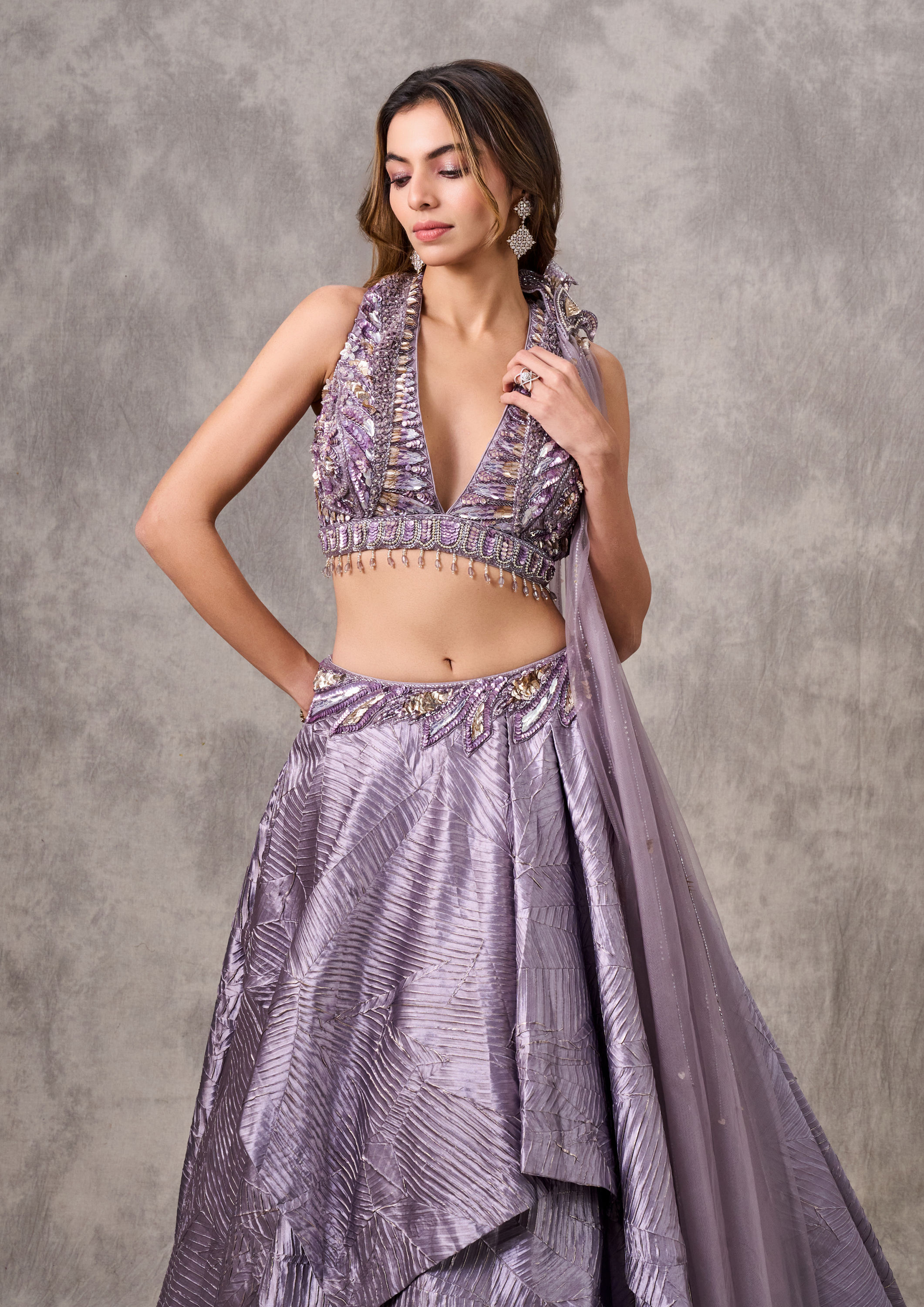 Twamev Women Purple Elegance Lehenga