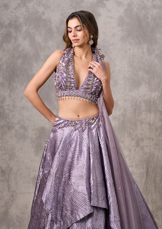 Twamev Women Purple Elegance Lehenga