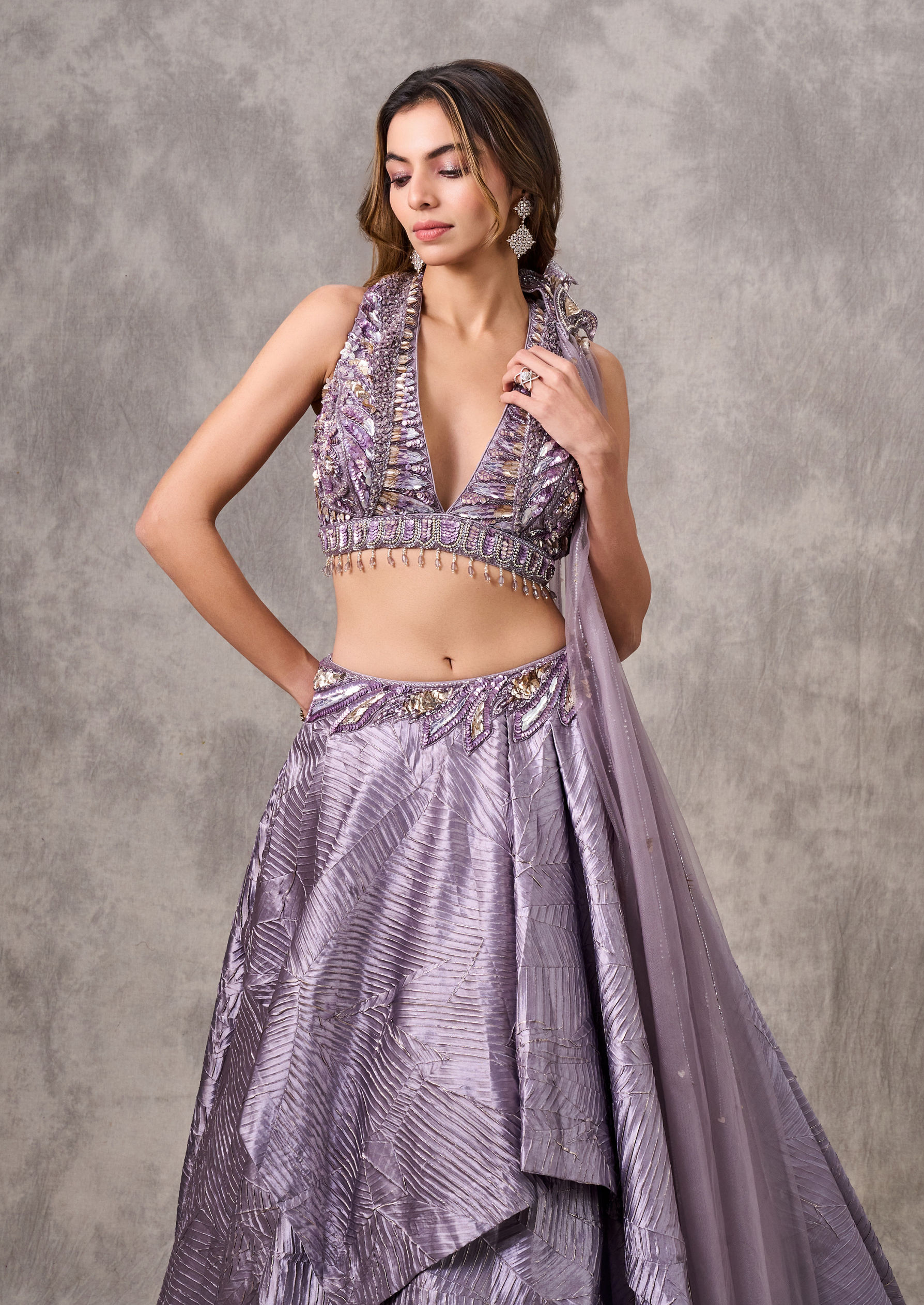 Twamev Women Purple Elegance Lehenga
