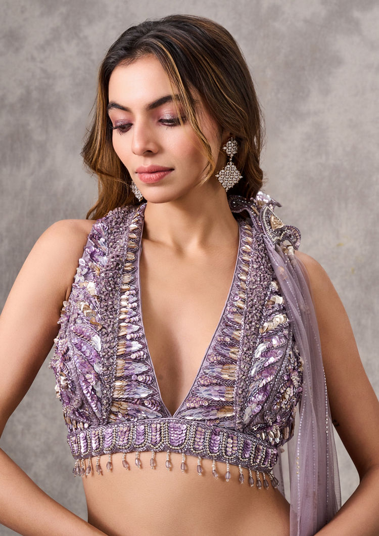 Twamev Women Purple Elegance Lehenga
