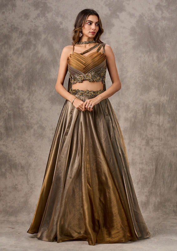 Twamev Women Golden Star Gaze Lehenga