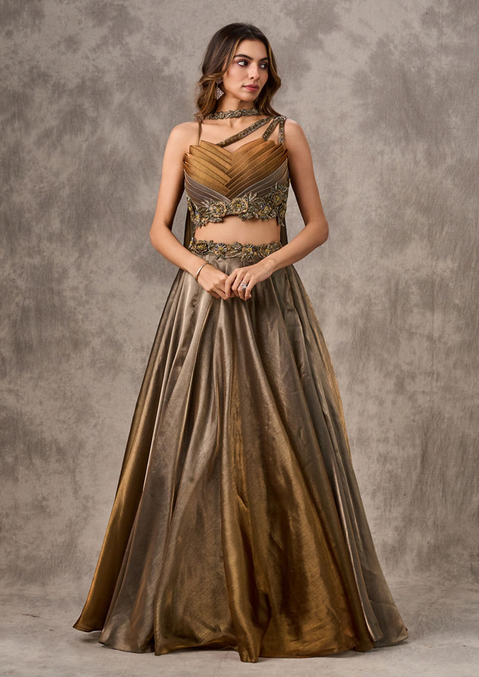 Twamev Women Golden Star Gaze Lehenga