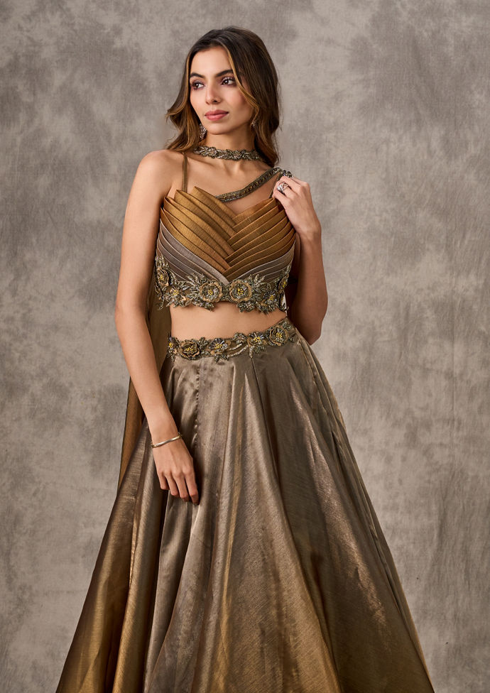 Twamev Women Golden Star Gaze Lehenga