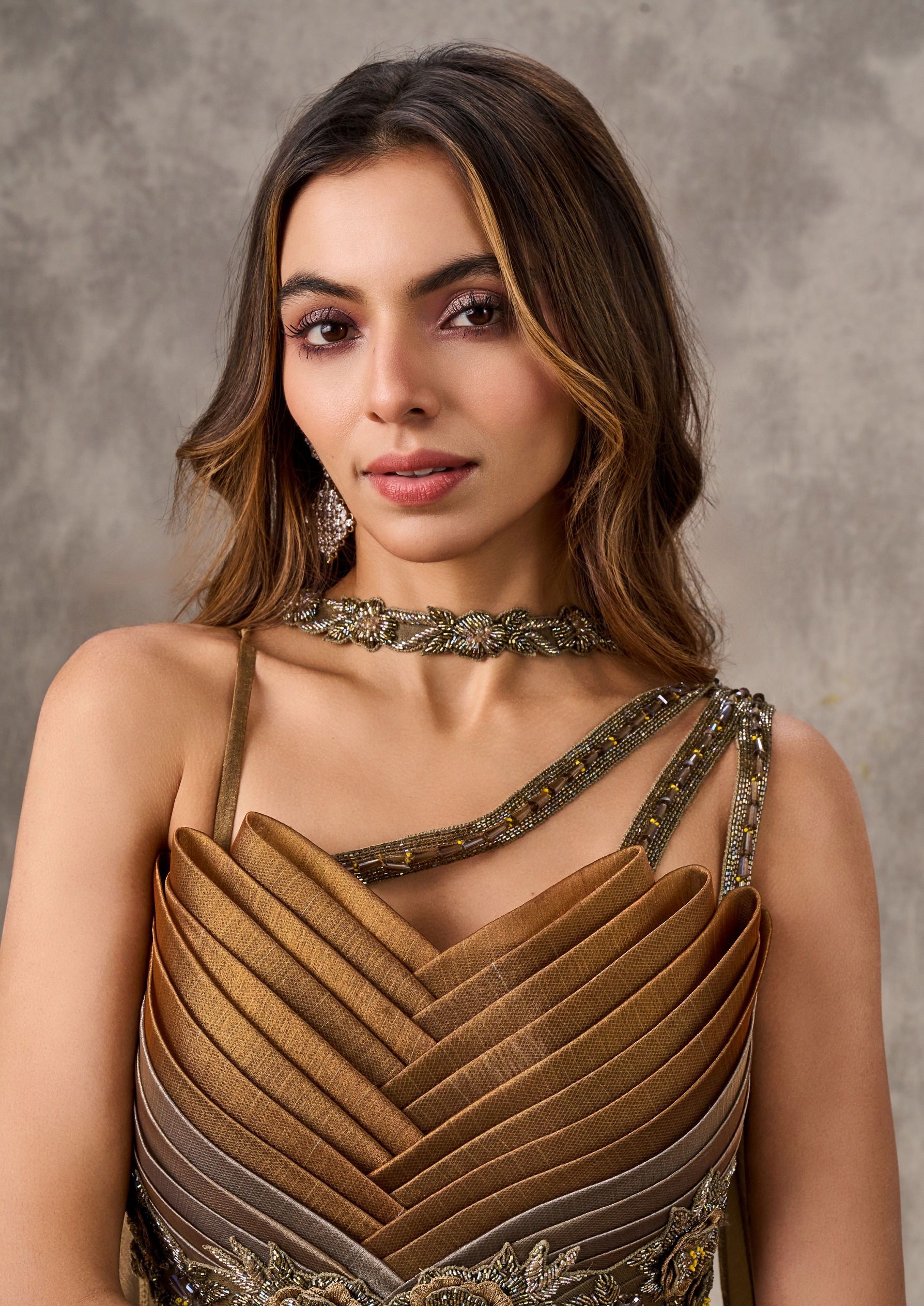 Twamev Women Golden Star Gaze Lehenga