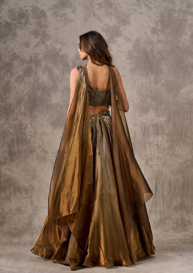 Twamev Women Golden Star Gaze Lehenga