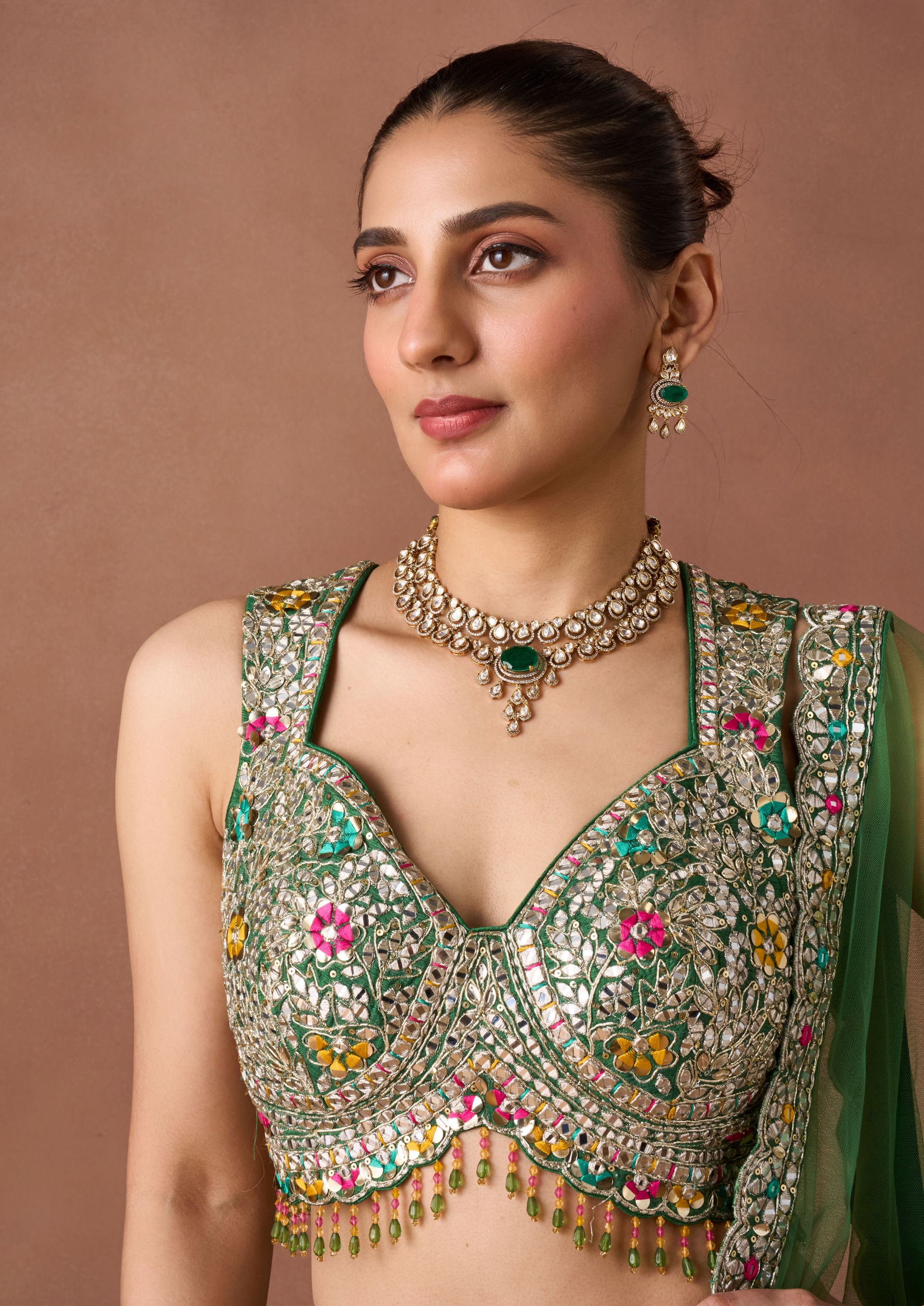 Twamev Women Green Art Silk Lehenga Set