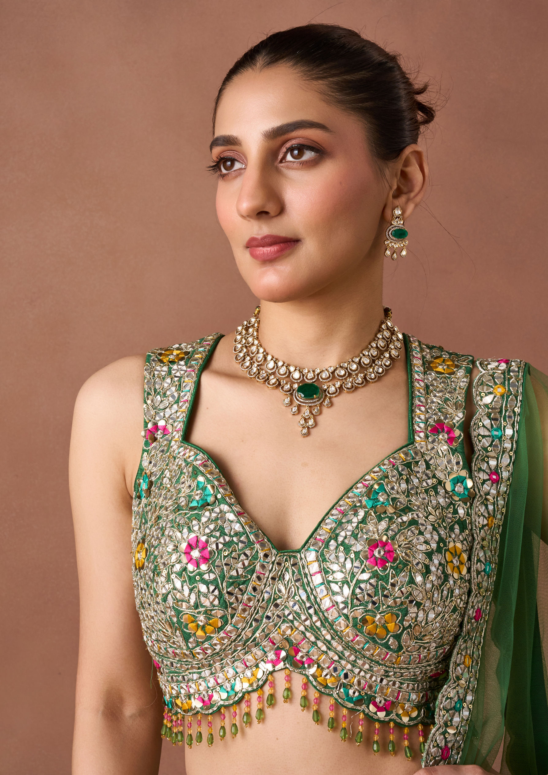 Twamev Women Green Art Silk Lehenga Set
