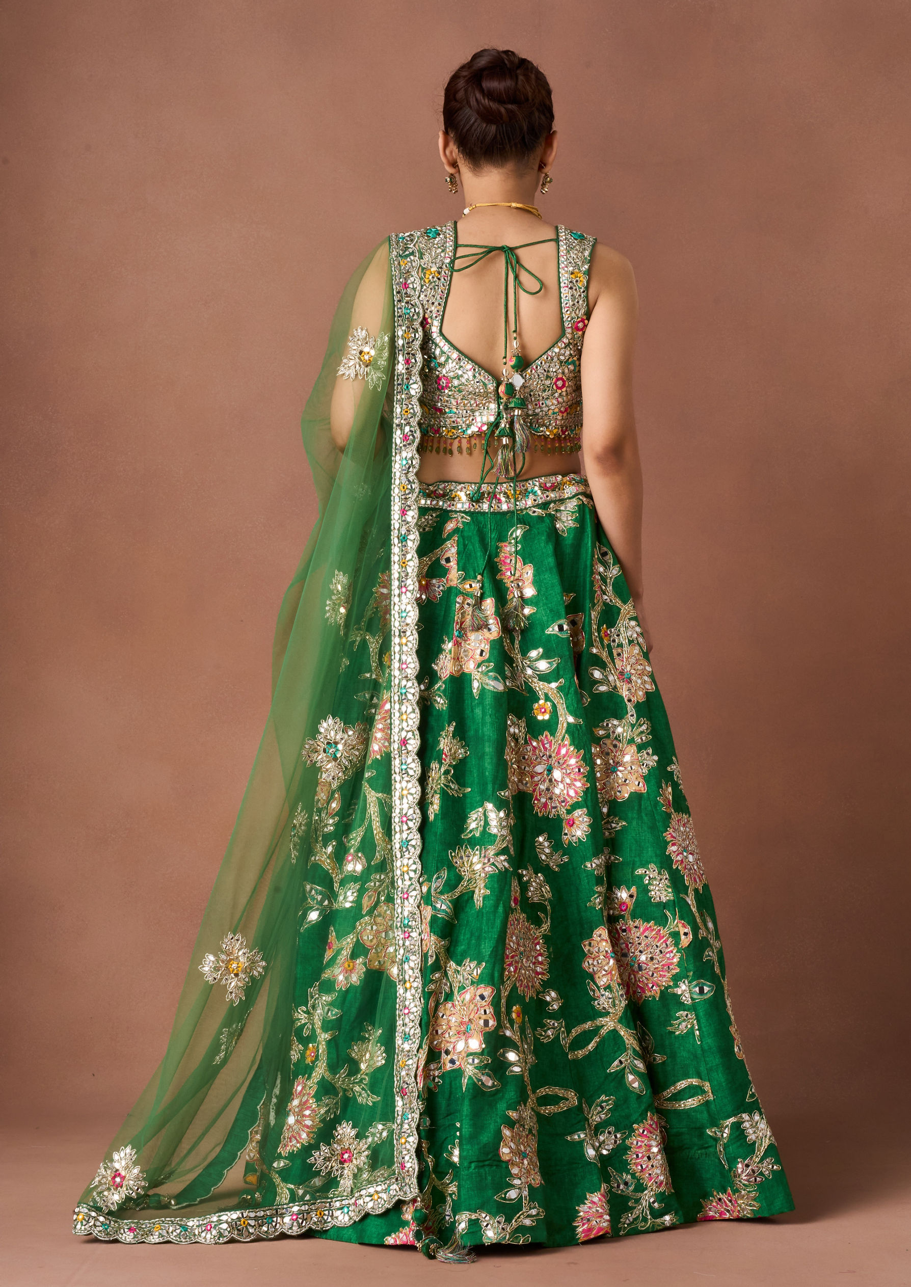 Twamev Women Green Art Silk Lehenga Set