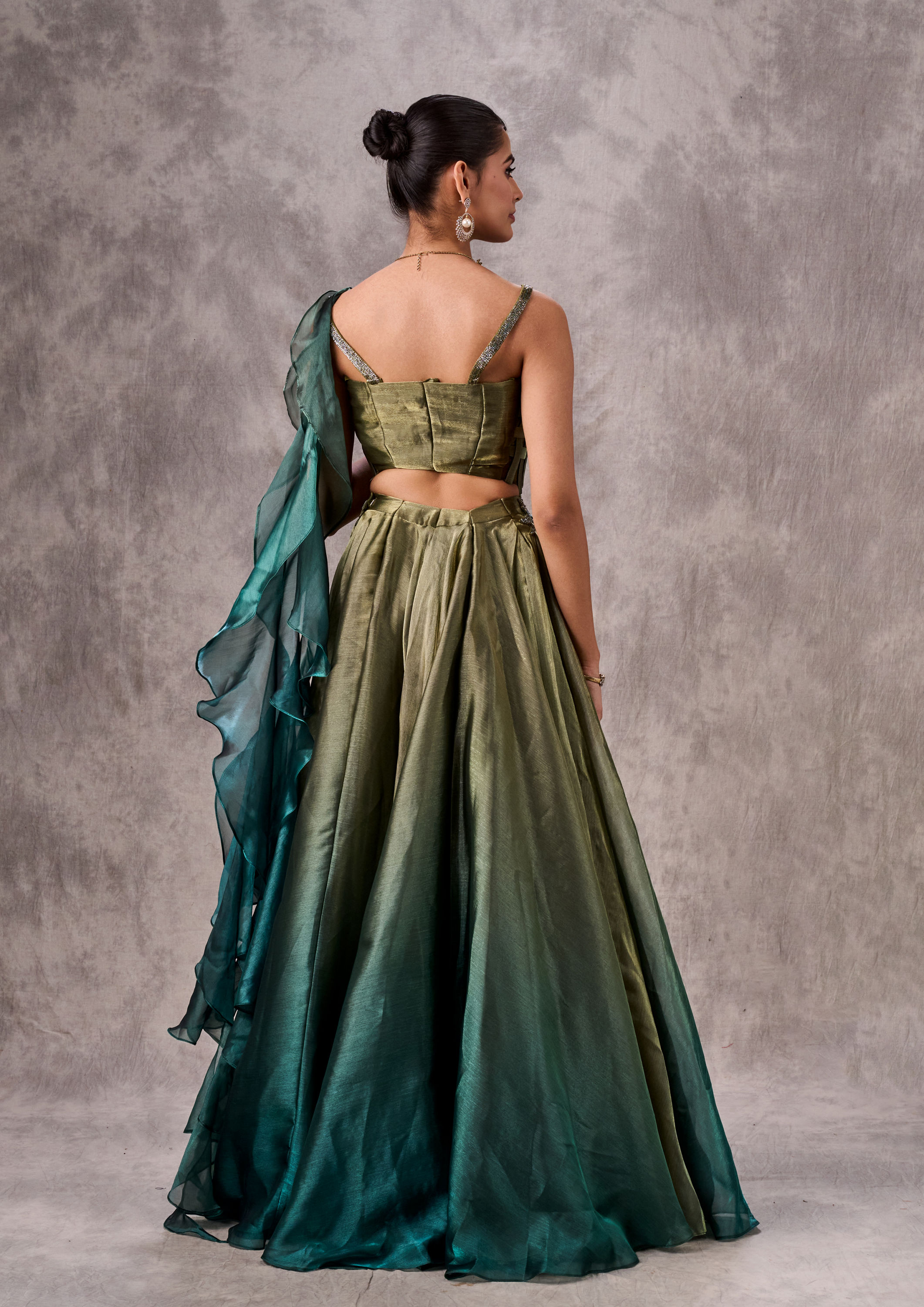 Twamev Women Mehandi Green Elegance Lehenga
