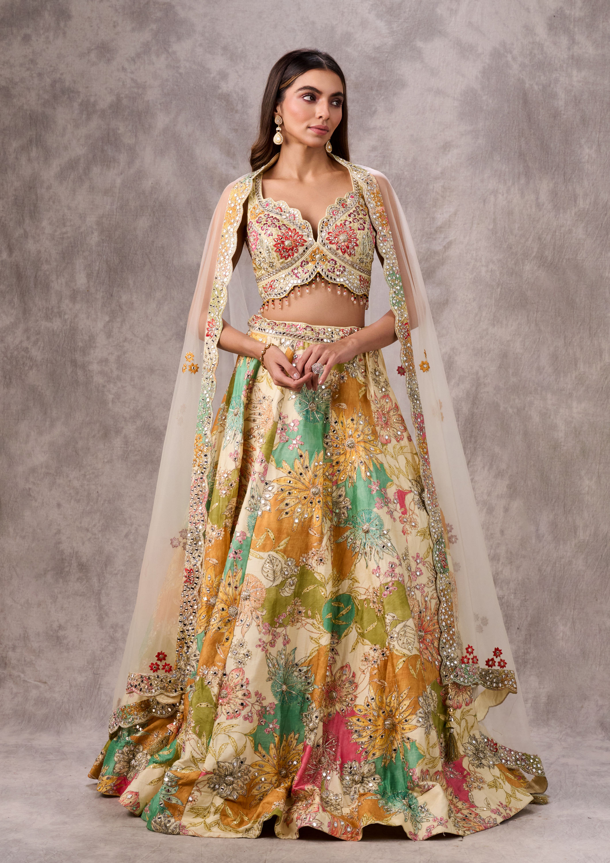 Twamev Women Creamy Majesty Lehenga