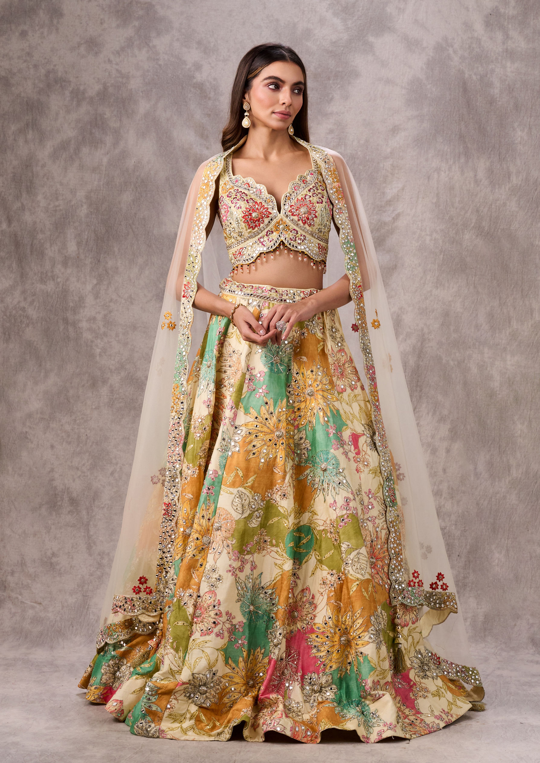Twamev Women Creamy Majesty Lehenga