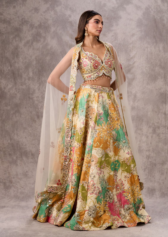 Twamev Women Creamy Majesty Lehenga