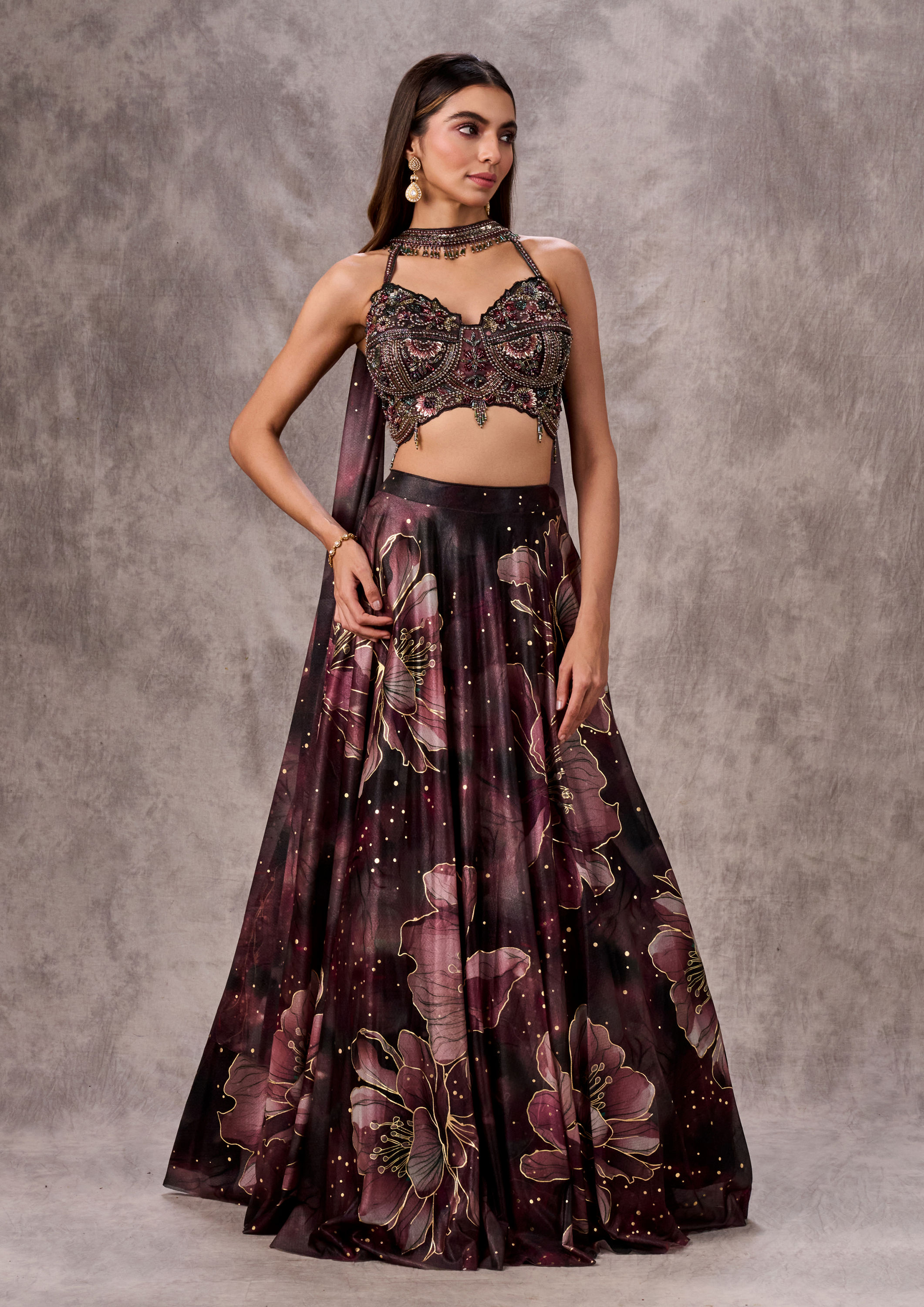 Twamev Women Black Tissue Dream Lehenga