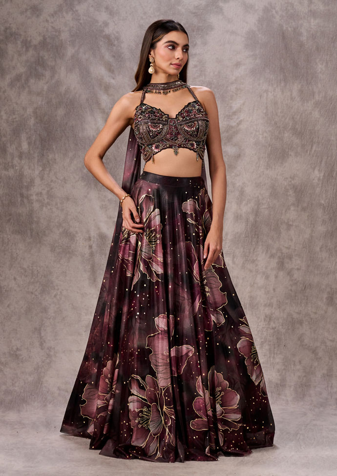 Twamev Women Black Tissue Dream Lehenga