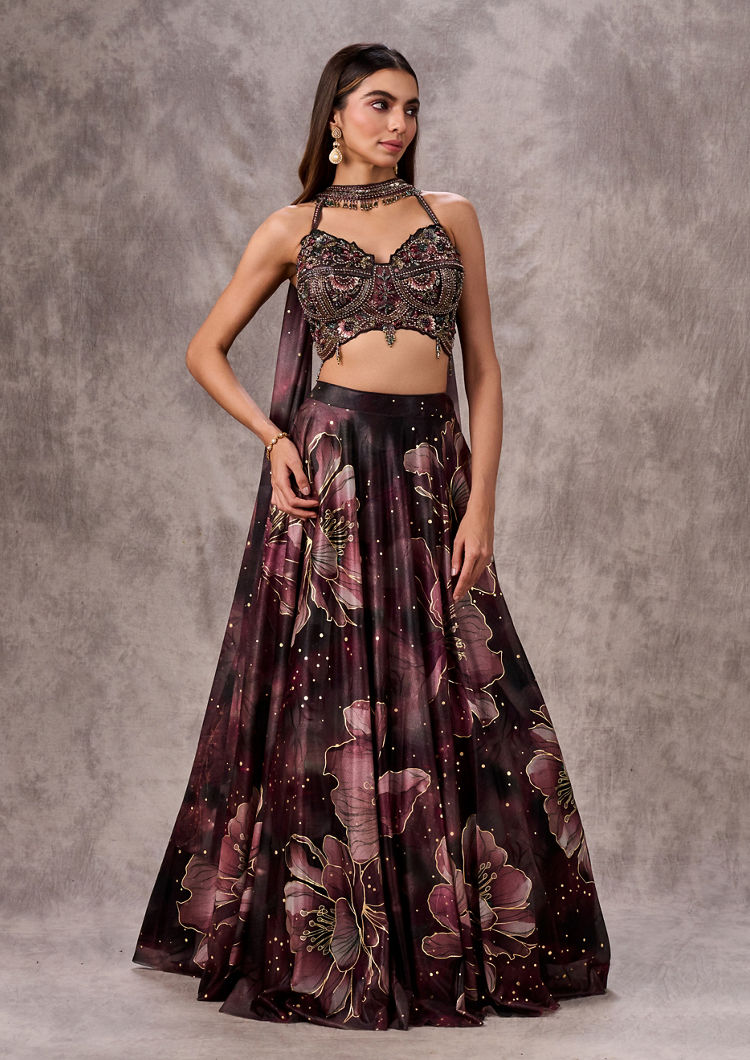 Twamev Women Black Tissue Dream Lehenga