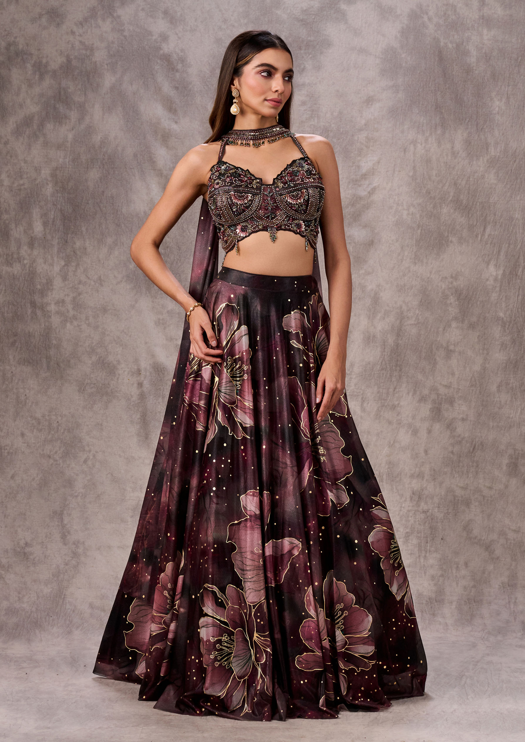 Twamev Women Black Tissue Dream Lehenga