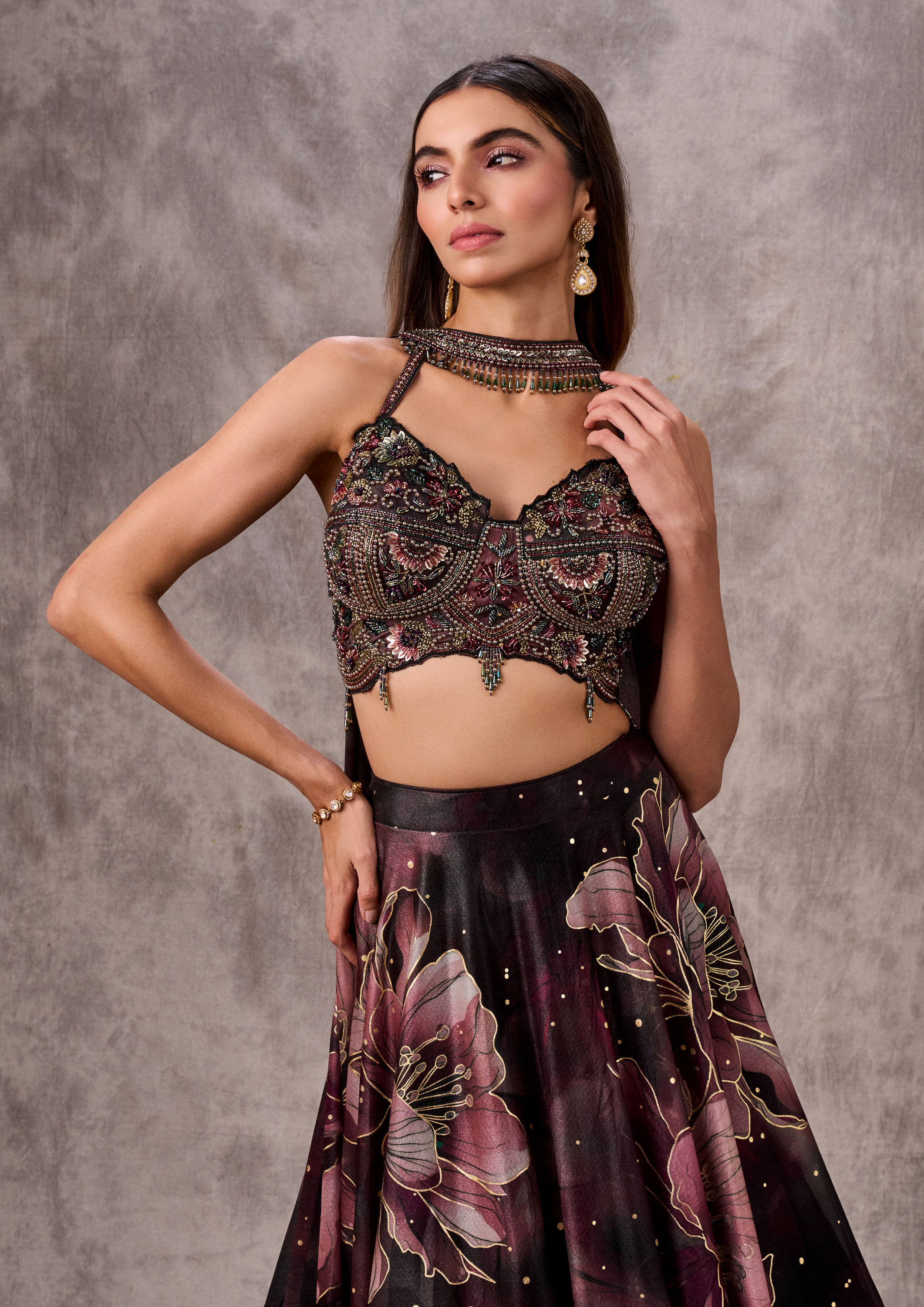 Twamev Women Black Tissue Dream Lehenga