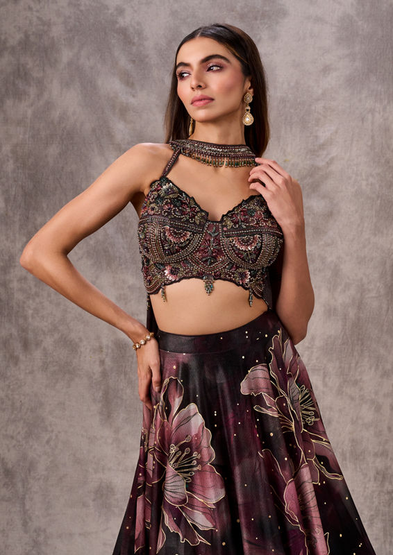 Twamev Women Black Tissue Dream Lehenga