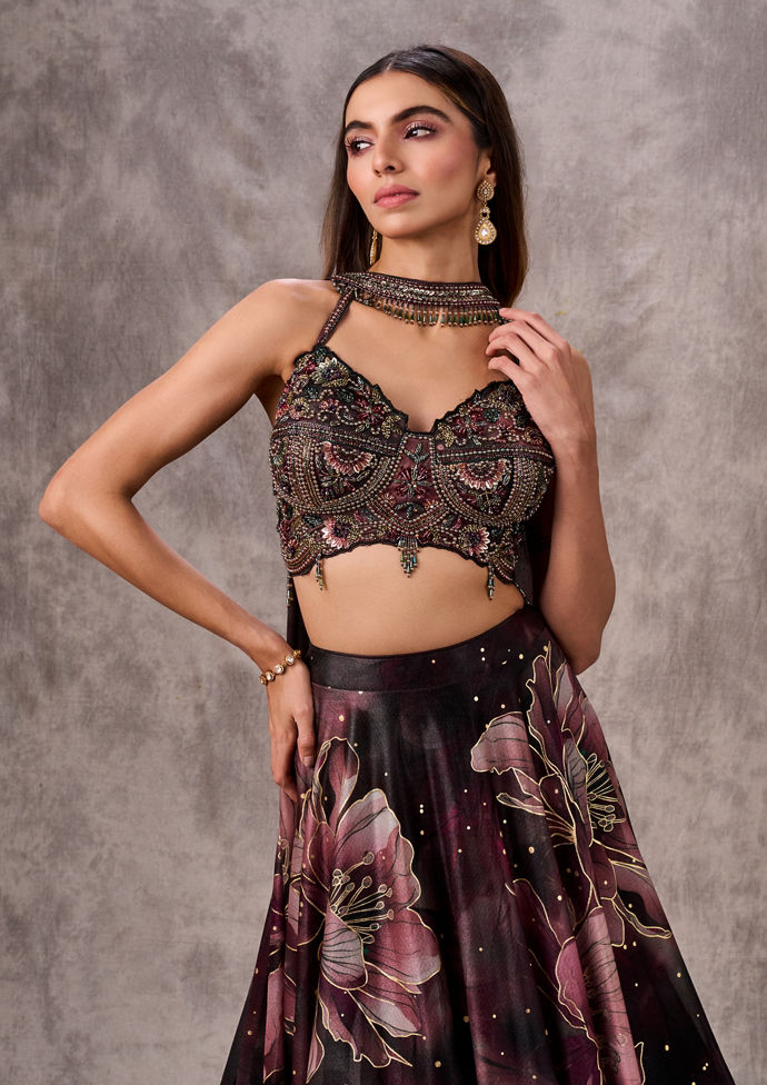 Twamev Women Black Tissue Dream Lehenga