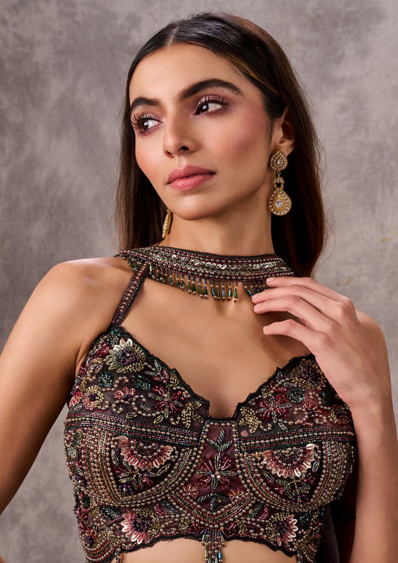 Twamev Women Black Tissue Dream Lehenga