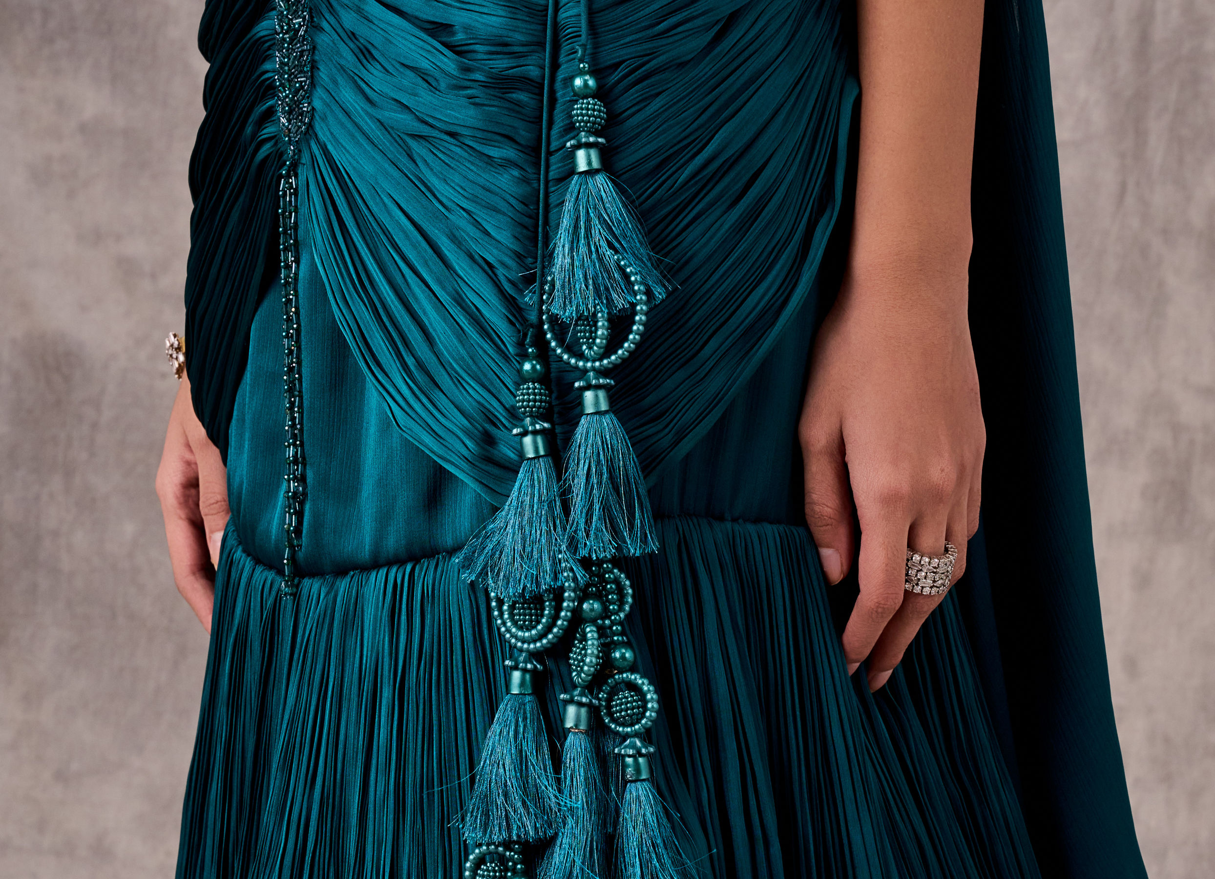 Twamev Women Teal Satin Sequin Bead Embroidered Corset Mermaid Lehenga