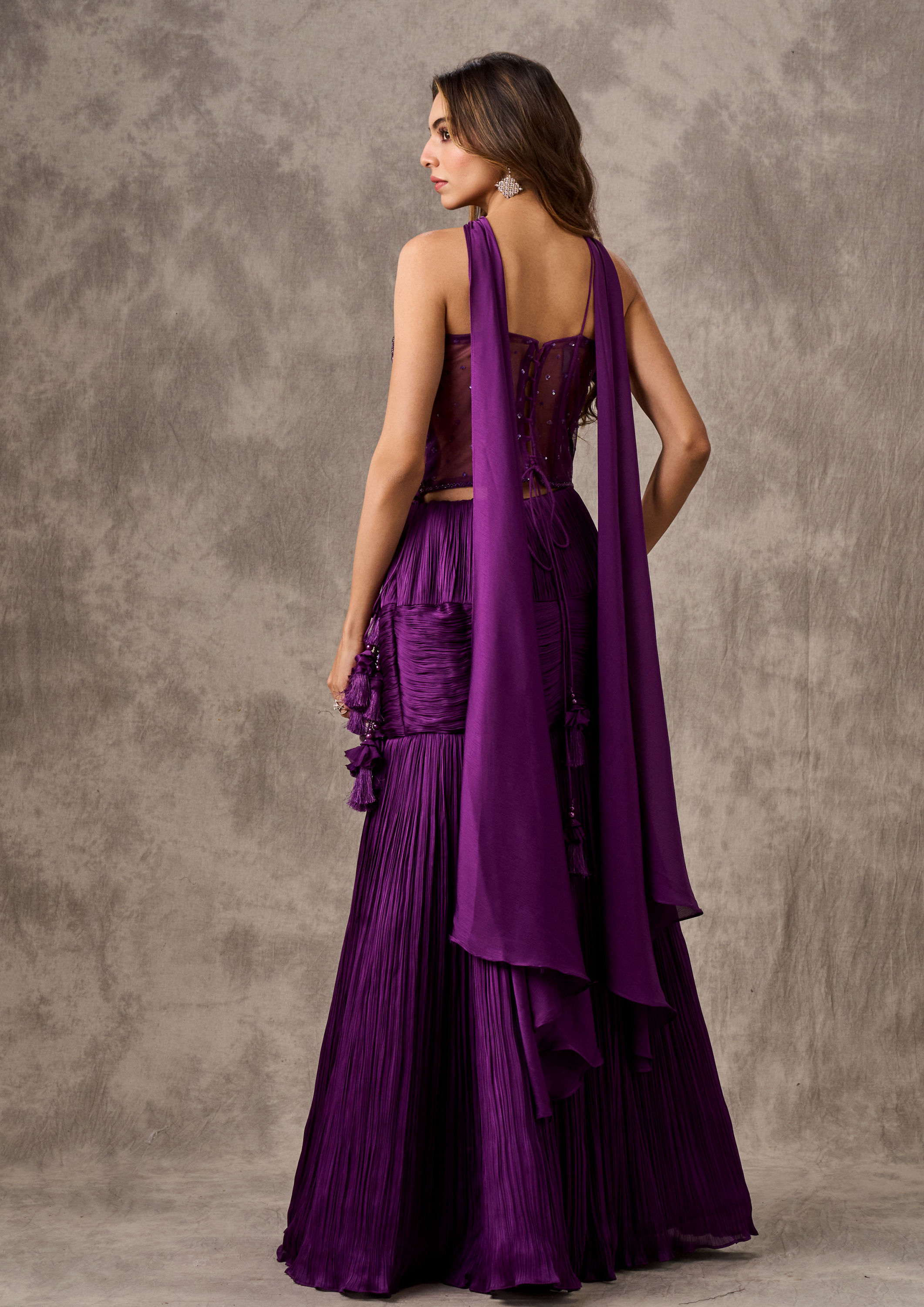 Twamev Women Emerald Satin Lehenga Ensemble