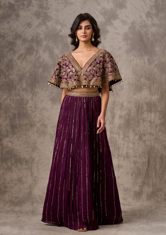 Twamev Women Wine Extravaganza Chiffon Lehenga