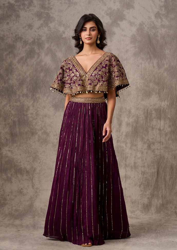 Twamev Women Wine Extravaganza Chiffon Lehenga