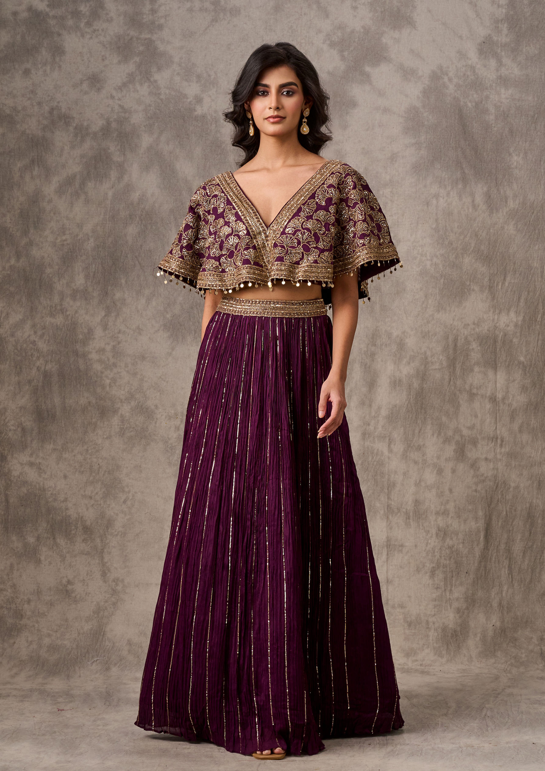 Twamev Women Wine Extravaganza Chiffon Lehenga