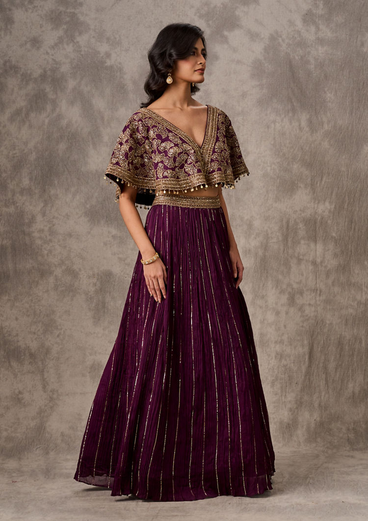 Twamev Women Wine Extravaganza Chiffon Lehenga