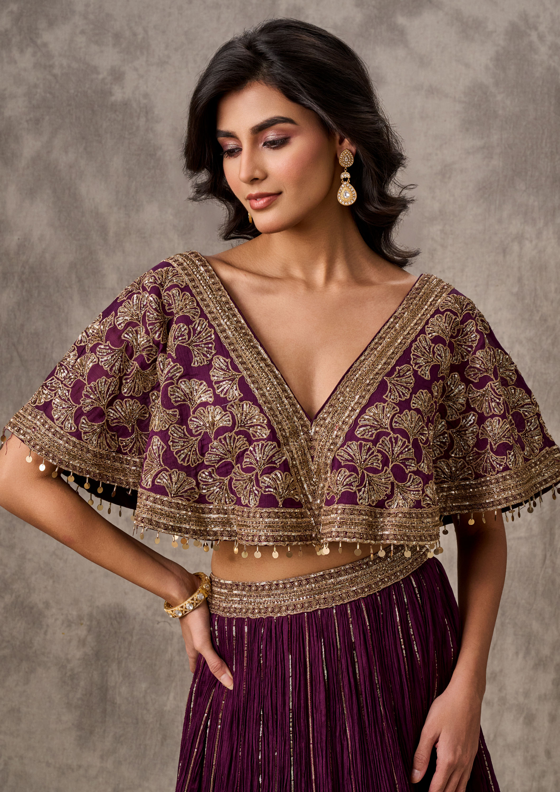 Twamev Women Wine Extravaganza Chiffon Lehenga
