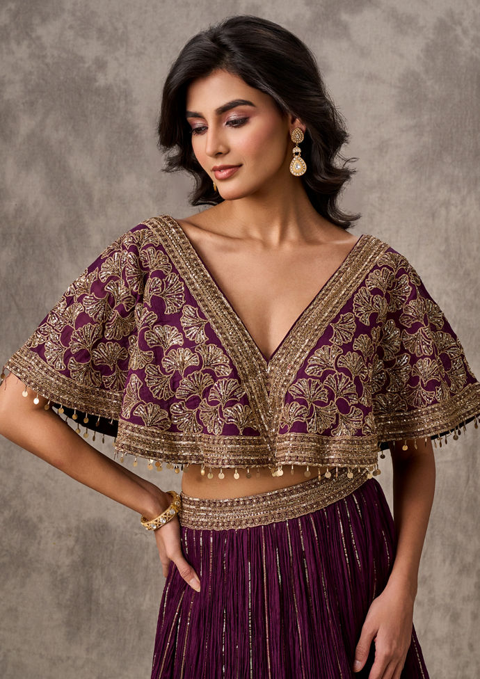 Twamev Women Wine Extravaganza Chiffon Lehenga
