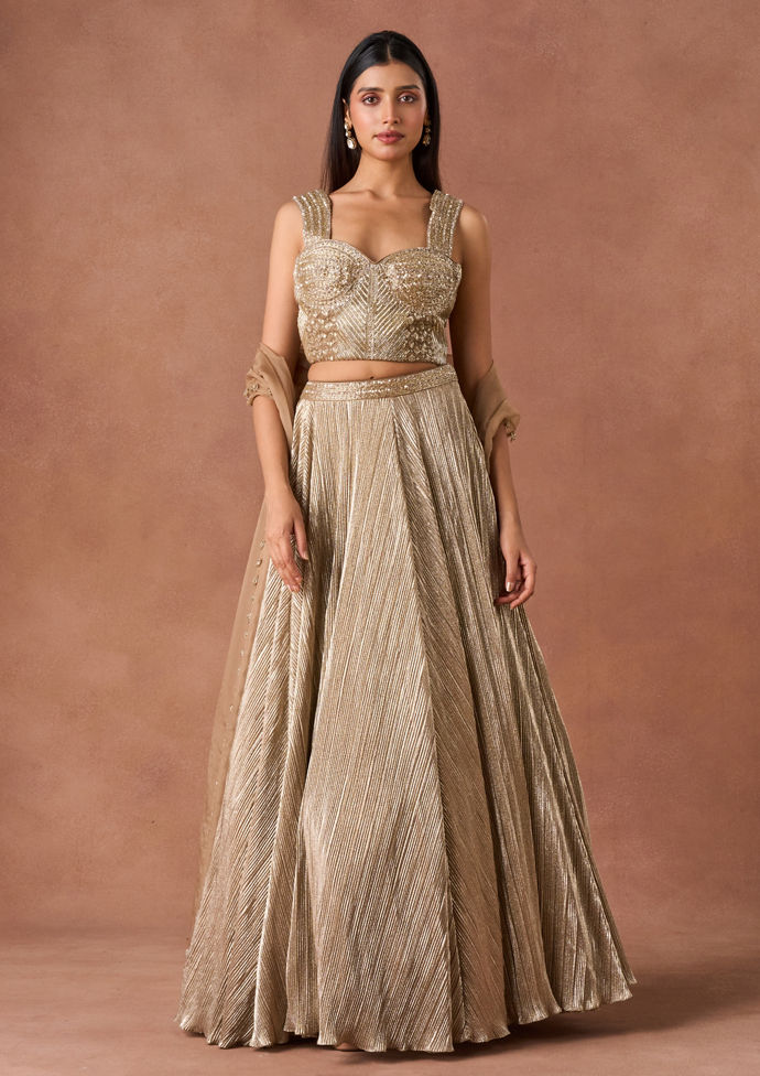 Twamev Women Grey Textured Lehenga