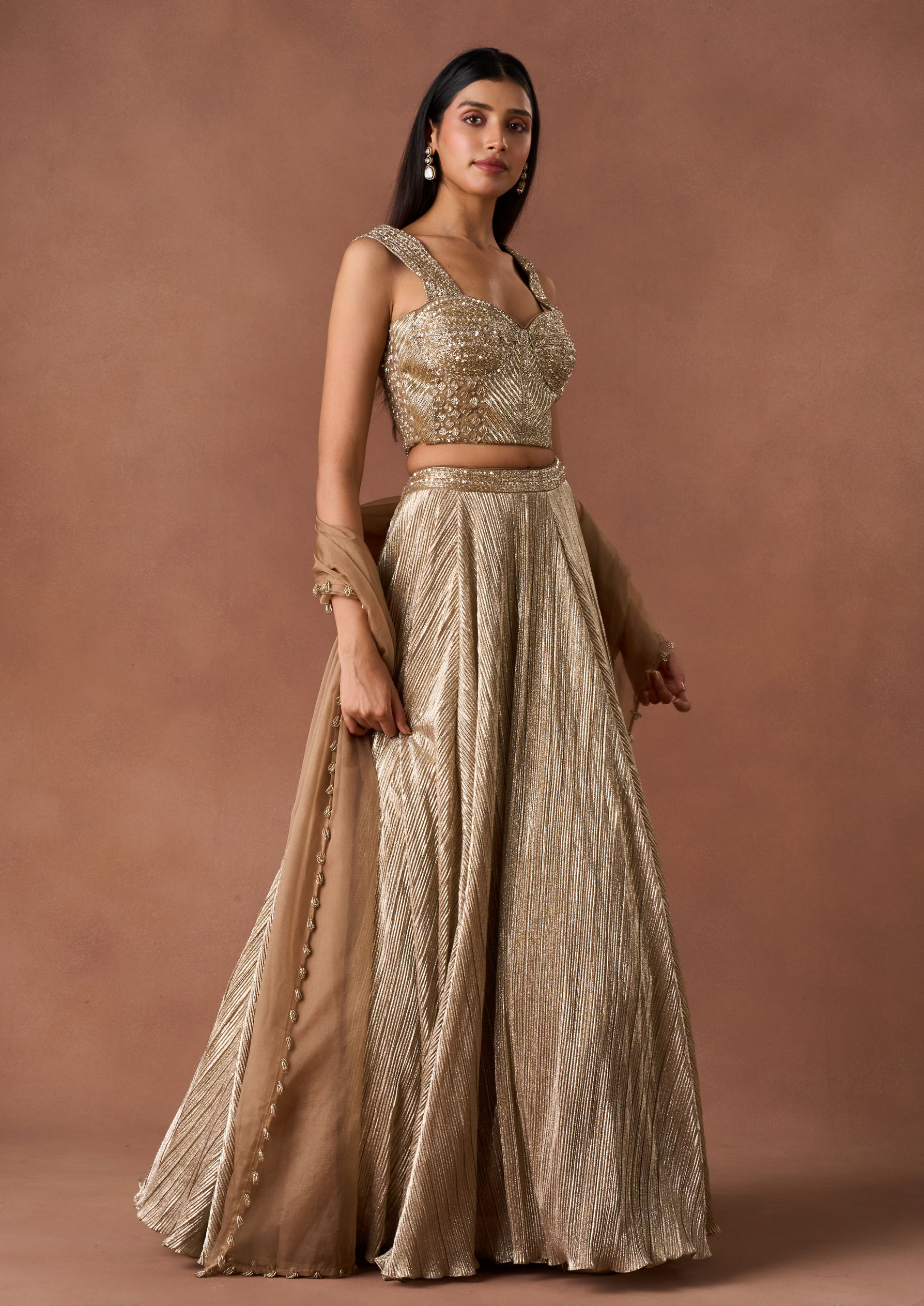 Twamev Women Grey Textured Lehenga
