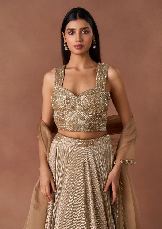 Twamev Women Grey Textured Lehenga
