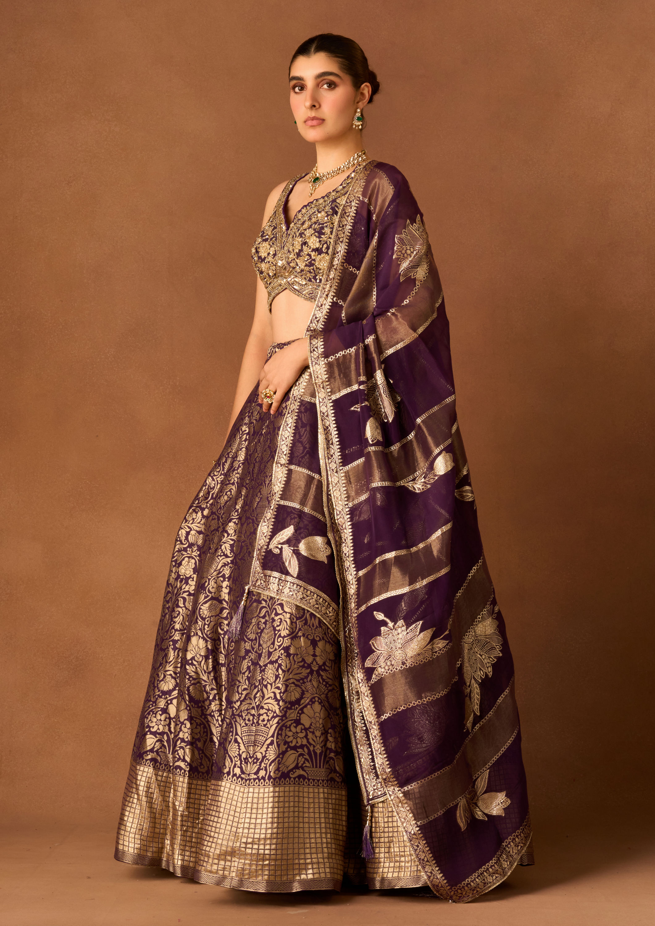 Twamev Women Purple Art Silk Lehenga with Embroidery